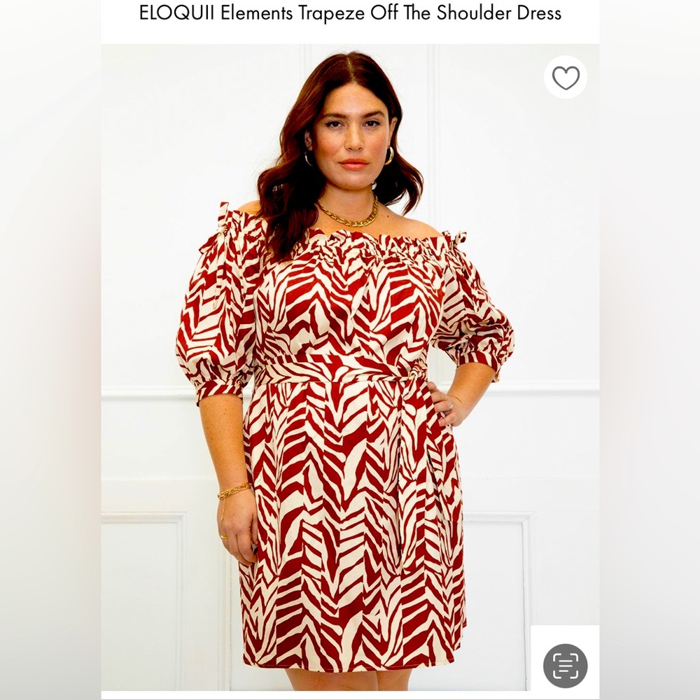 ELOQUII Elements off the shoulder trapeze dress.